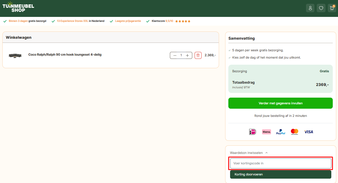Tuinmeubelshop Kortingscode